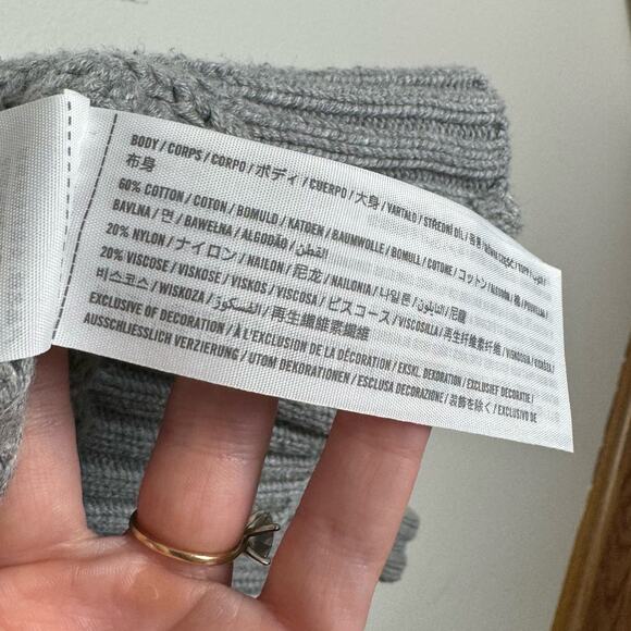 Abercrombie Chunky Knit Cardigan Sweater Womens S Gray Balloon Sleeve Open Front - Picture 7 of 9